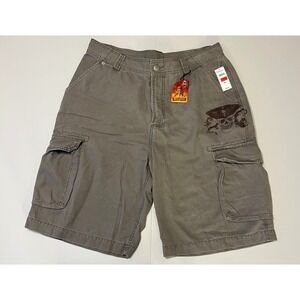 VTG Y2K Disney Pirates of the Caribbean Baggy Skull Cargo Shorts Mens 36 Gray